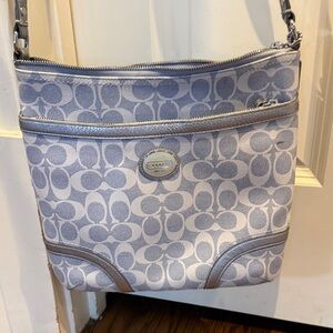 Coach Light Blue Signature Jacquard Crossbody Bag